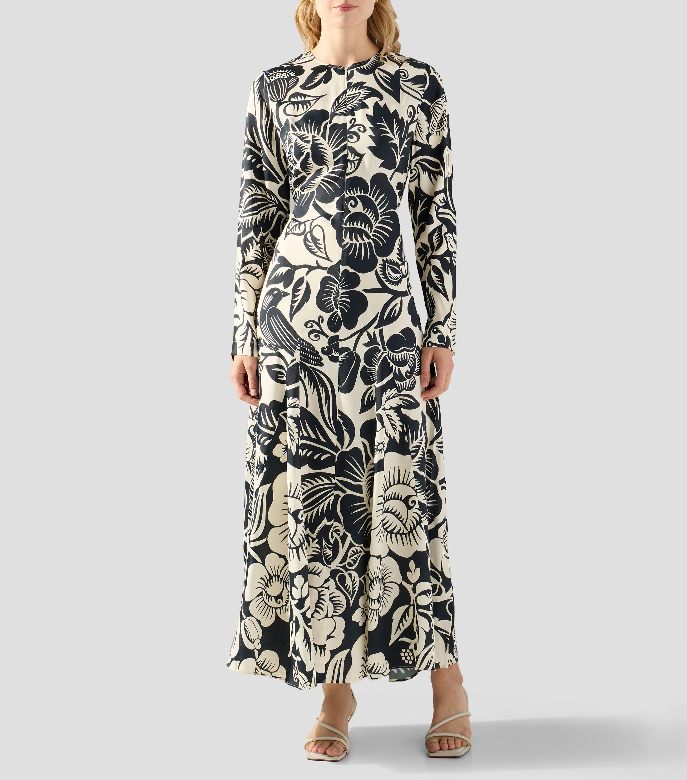 Vestido largo manga larga estampado Mujer